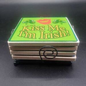 Green 'Kiss Me I'm Irish' Coasters St. Patrick's Day